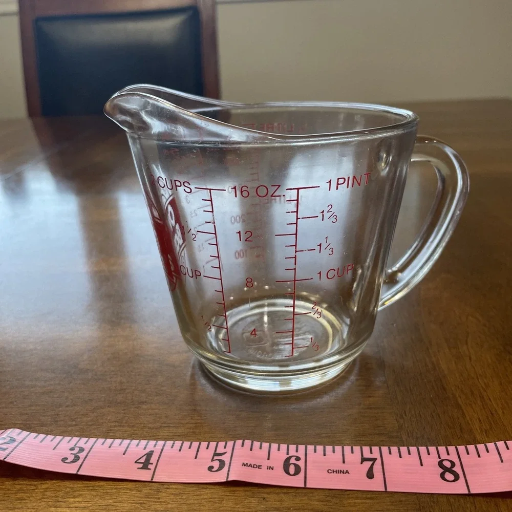 Vintage‎ Anchor Hocking Oven Originals 2 Cup Glass Measuring Cup 498 D Handle